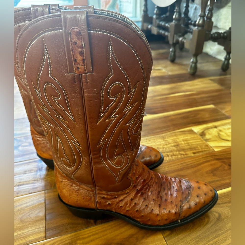 Ostrich skin boots, size 12